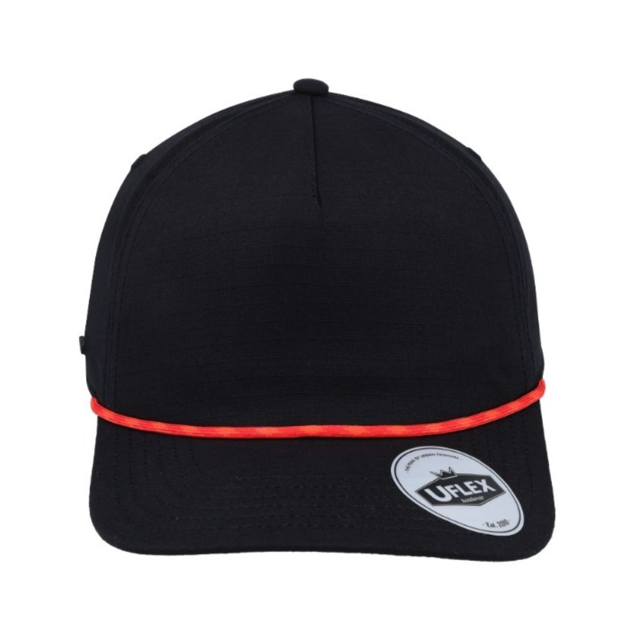 U23508BLK/ORED - 5 Panel Ripstop Dad Cap - Black/Red
