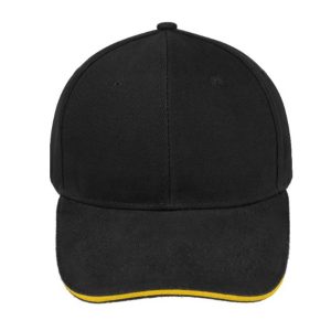 V6001BLACK/YE - Sandwich Brushed Cotton Cap - Black/Yellow