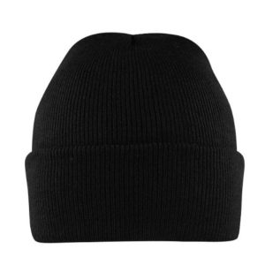 B001BLACK - Cuffed Knitted Beanie - Black