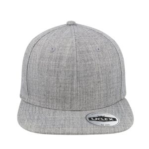 U15606GREYMEL - Uflex 6P Flat Peak Snapback - Grey Melange