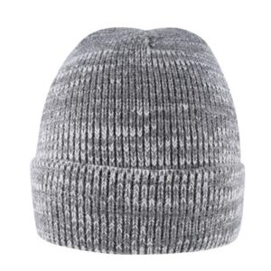 B001GREYMEL - Cuffed Knitted Beanie - Grey Melange