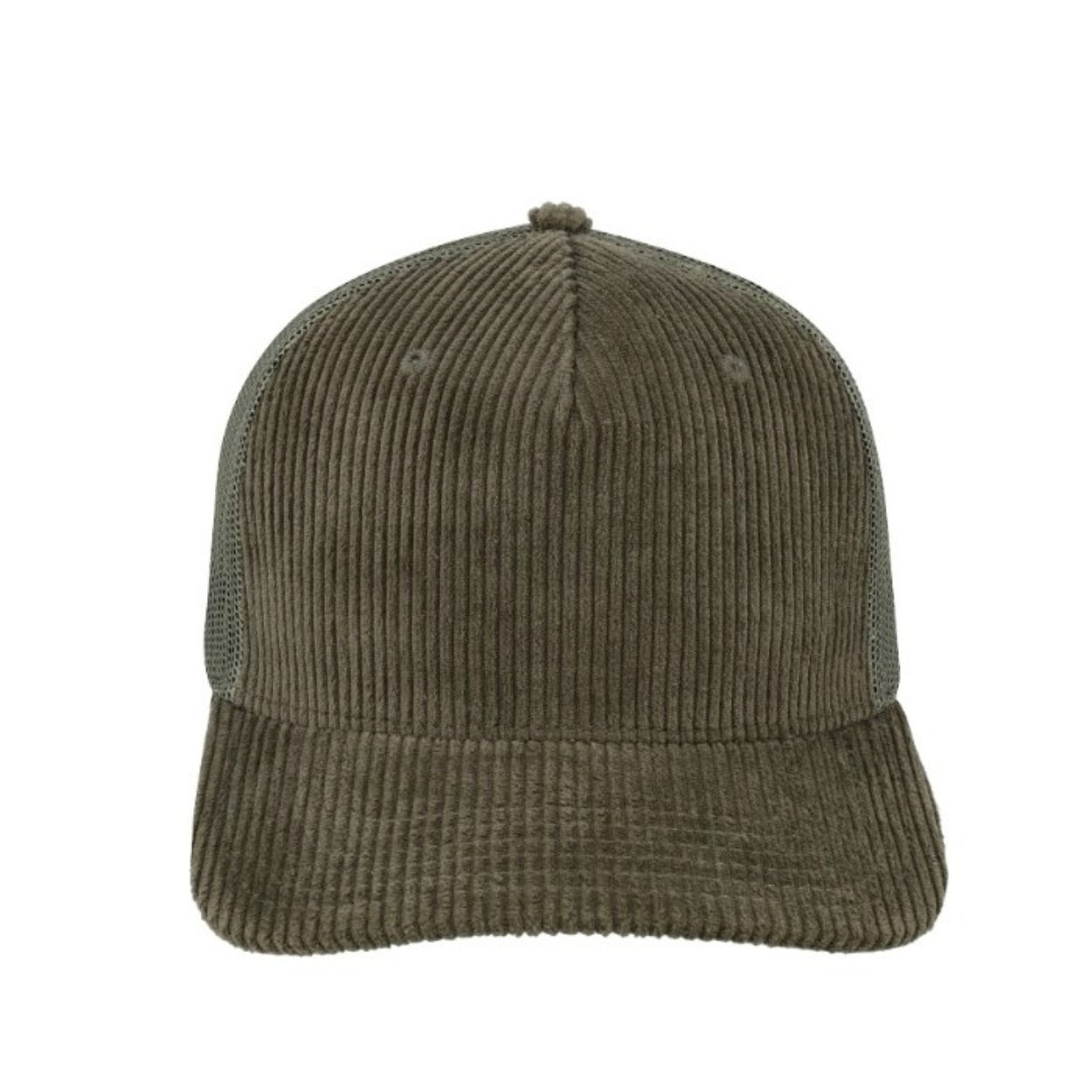 U21512OLIVE - 5 Panel Corduroy Trucker Cap - Olive