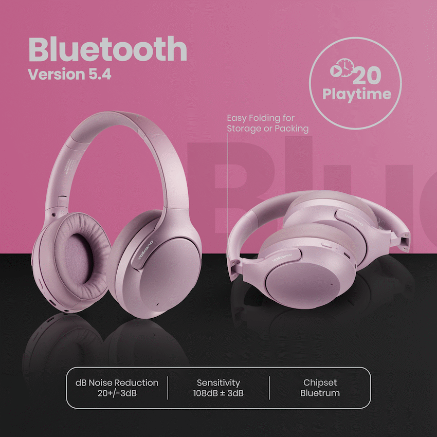 Volkano Odyssey ANC Bluetooth Wireless Headphone - Rose Gold - Image 21