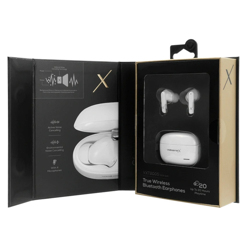 VolkanoX VXT200S Hybrid ANC TWS Earphones - White - Image 8