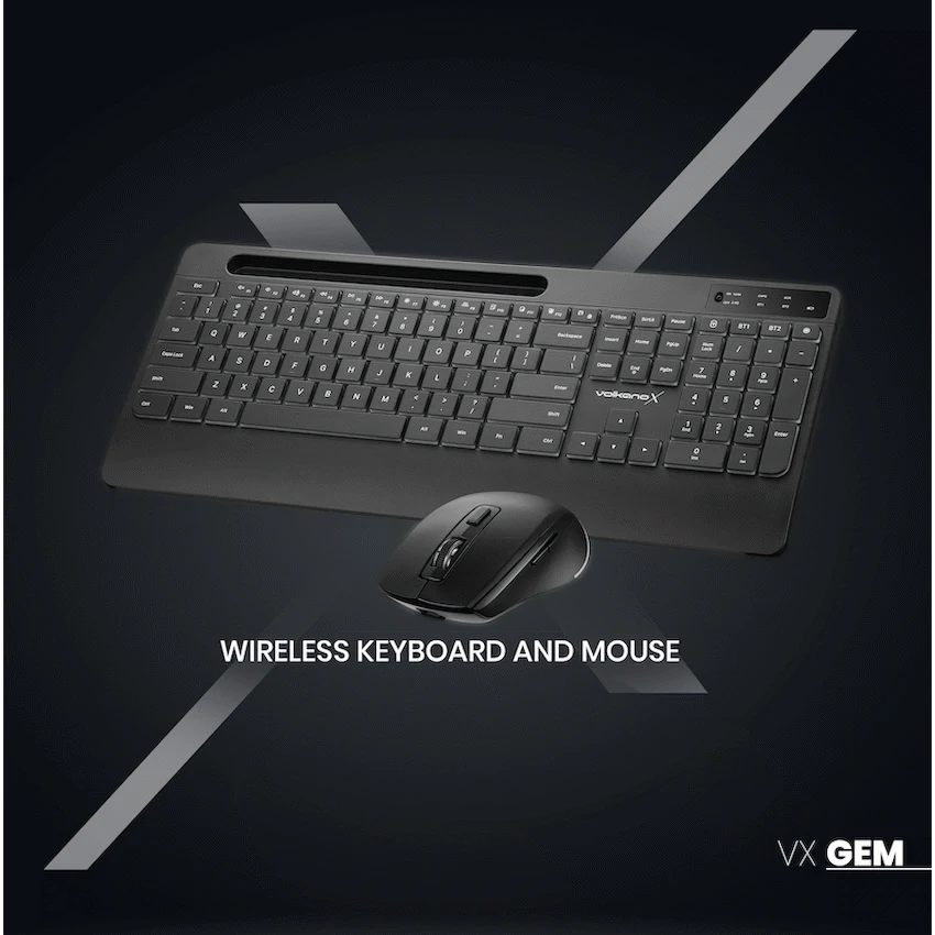 VolkanoX Gem Bluetooth Wireless Keyboard and Mouse - Black - Image 3