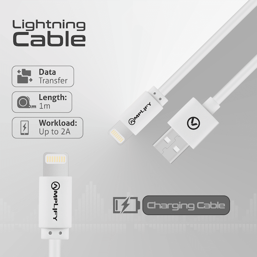 Amplify Lightning Charging Cable for iPhone & iPad - White - Image 5