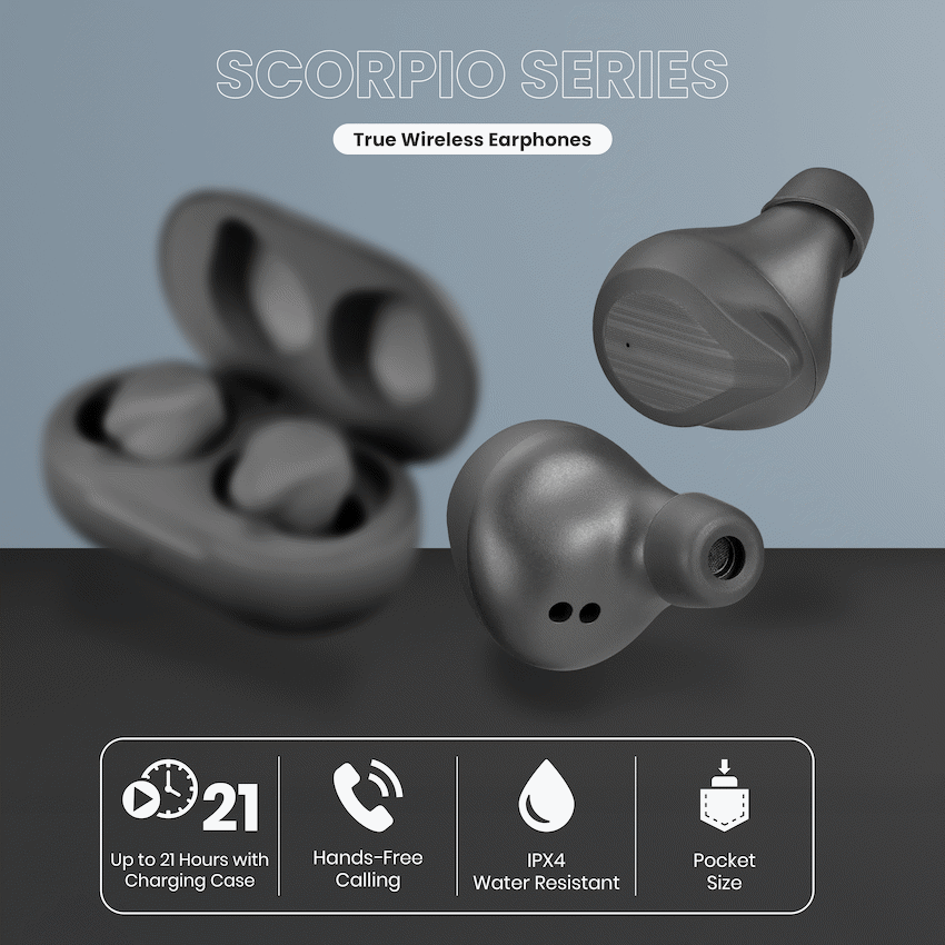 Volkano Scorpio Series True Wireless Earphones - Black - Image 5