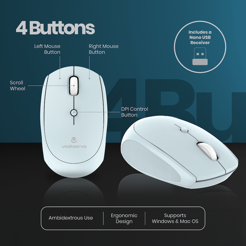 Volkano Talc Wireless Mouse - Blue - Image 9