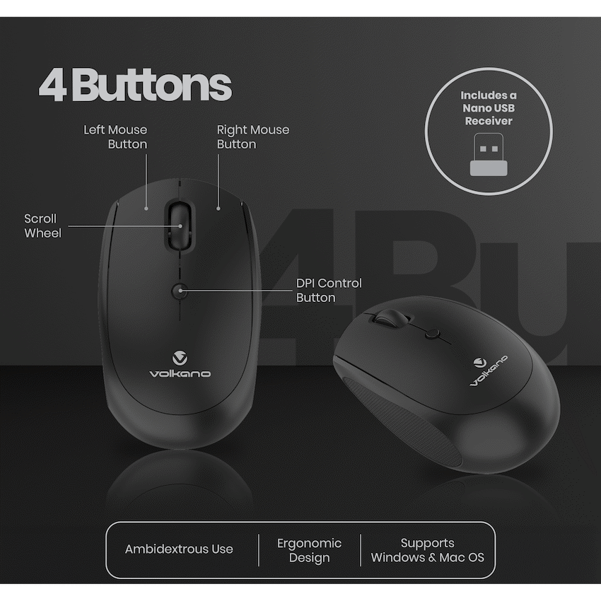 Volkano Talc Wireless Mouse - Black - Image 18