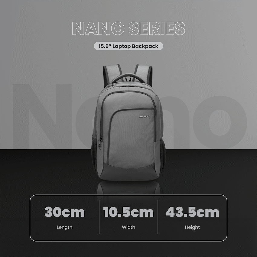 Volkano Nano 15.6" Laptop Backpack - Grey - Image 11