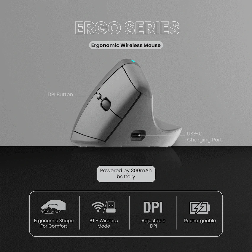 VolkanoX Ergo Bluetooth Wireless Mouse - Image 8