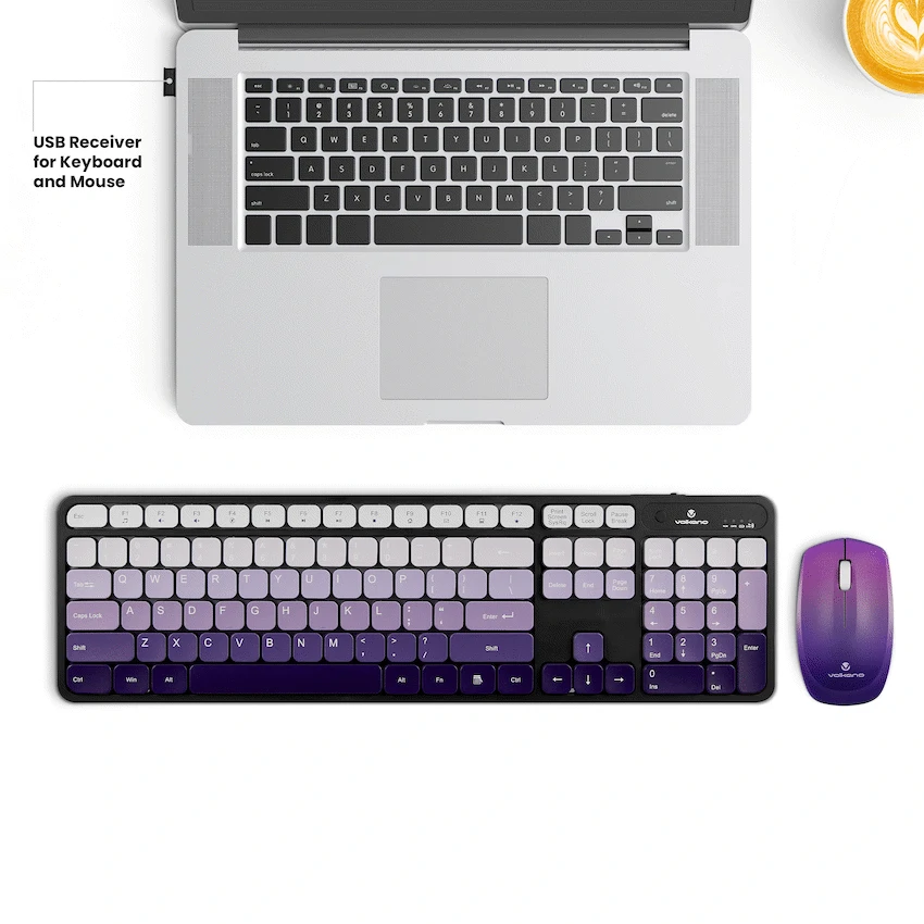 Volkano Prism Series Bluetooth Wireless Keyboard and Mouse - Purple - Image 2