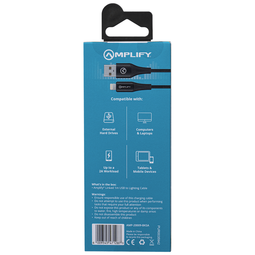 Amplify Linked Series USB to Lightning Braided Cable - Black 1m - Image 8