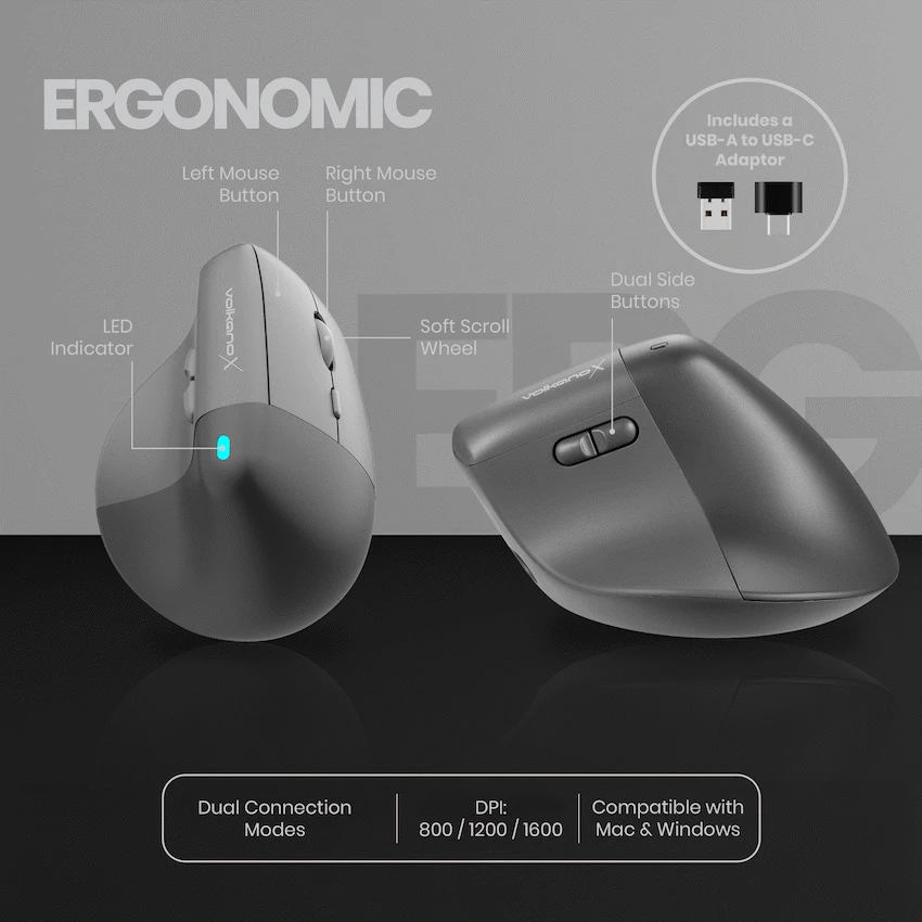 VolkanoX Ergo Bluetooth Wireless Mouse - Image 10