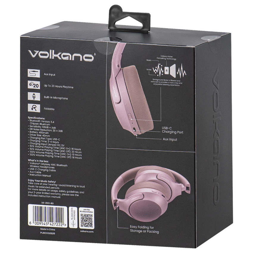 Volkano Odyssey ANC Bluetooth Wireless Headphone - Rose Gold - Image 13