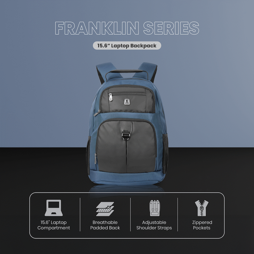 Volkano Franklin 15.6" Laptop Backpack - Navy/Black - Image 9