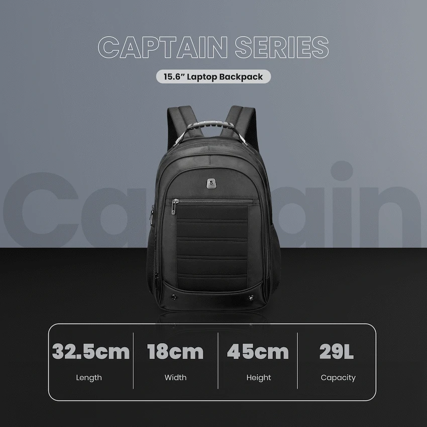 Volkano Captain 15.6" Laptop Backpack - Black - Image 13