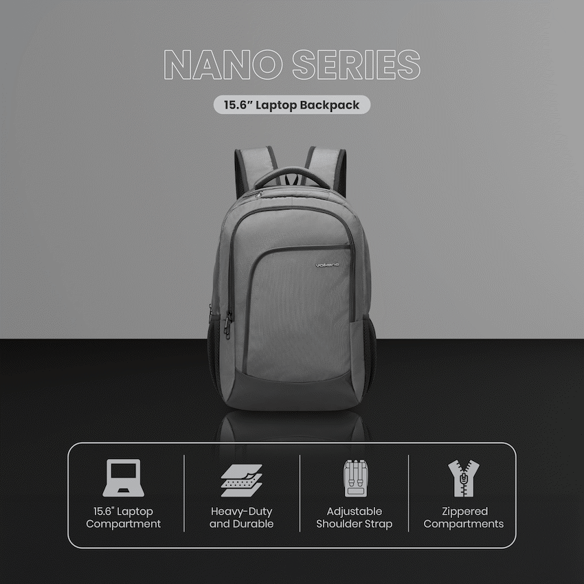 Volkano Nano 15.6" Laptop Backpack - Grey - Image 13