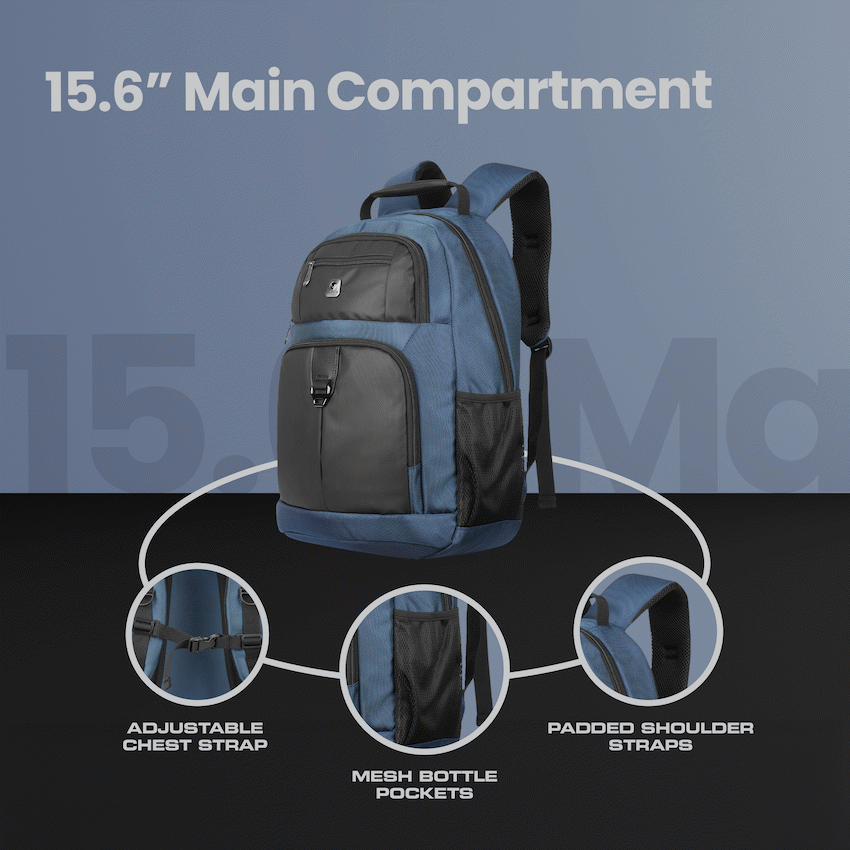 Volkano Franklin 15.6" Laptop Backpack - Navy/Black - Image 11
