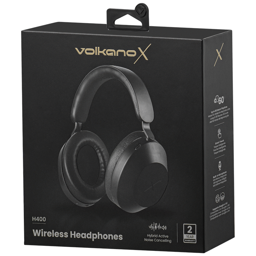 VolkanoX H400 Hybrid Active Noise Cancellation Headphones - Black - Image 16